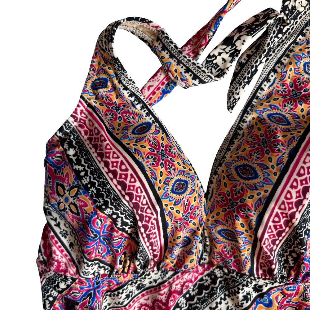 Swimsuits For All Paisley Print Halter Bikini Top in Pink, Yellow, Blue, Black